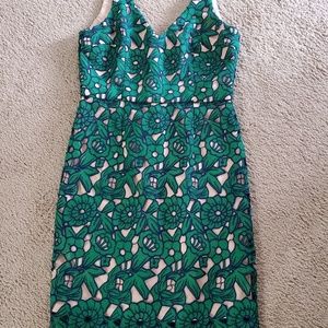 Green and cream holiday dress